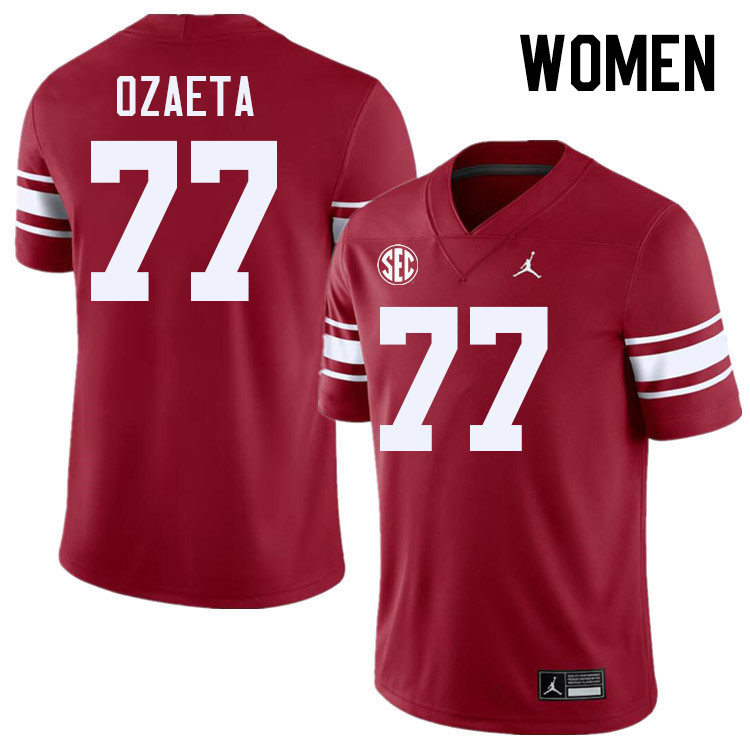 Women #77 Heath Ozaeta Oklahoma Sooners 2024 SEC Conference College Football Jerseys-Throwback